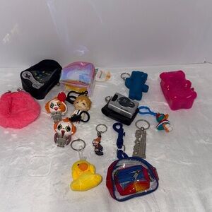 Keychains lot of 14 different pieces colors bags plush and more